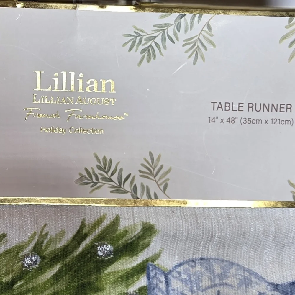 Lillian Christmas Tree Table Runner - Green and Blue